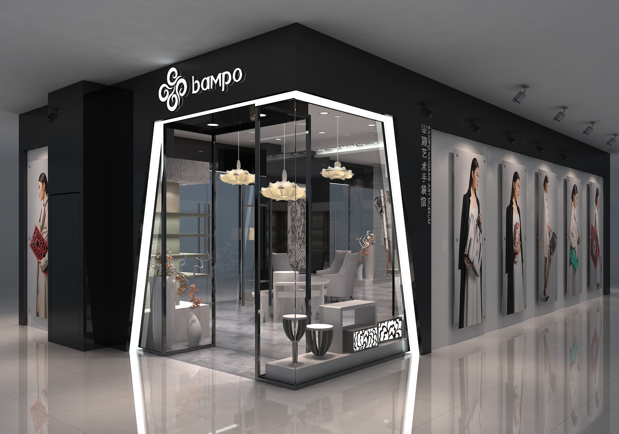 广州市蕊蝶皮具（bampo）展柜(图2)