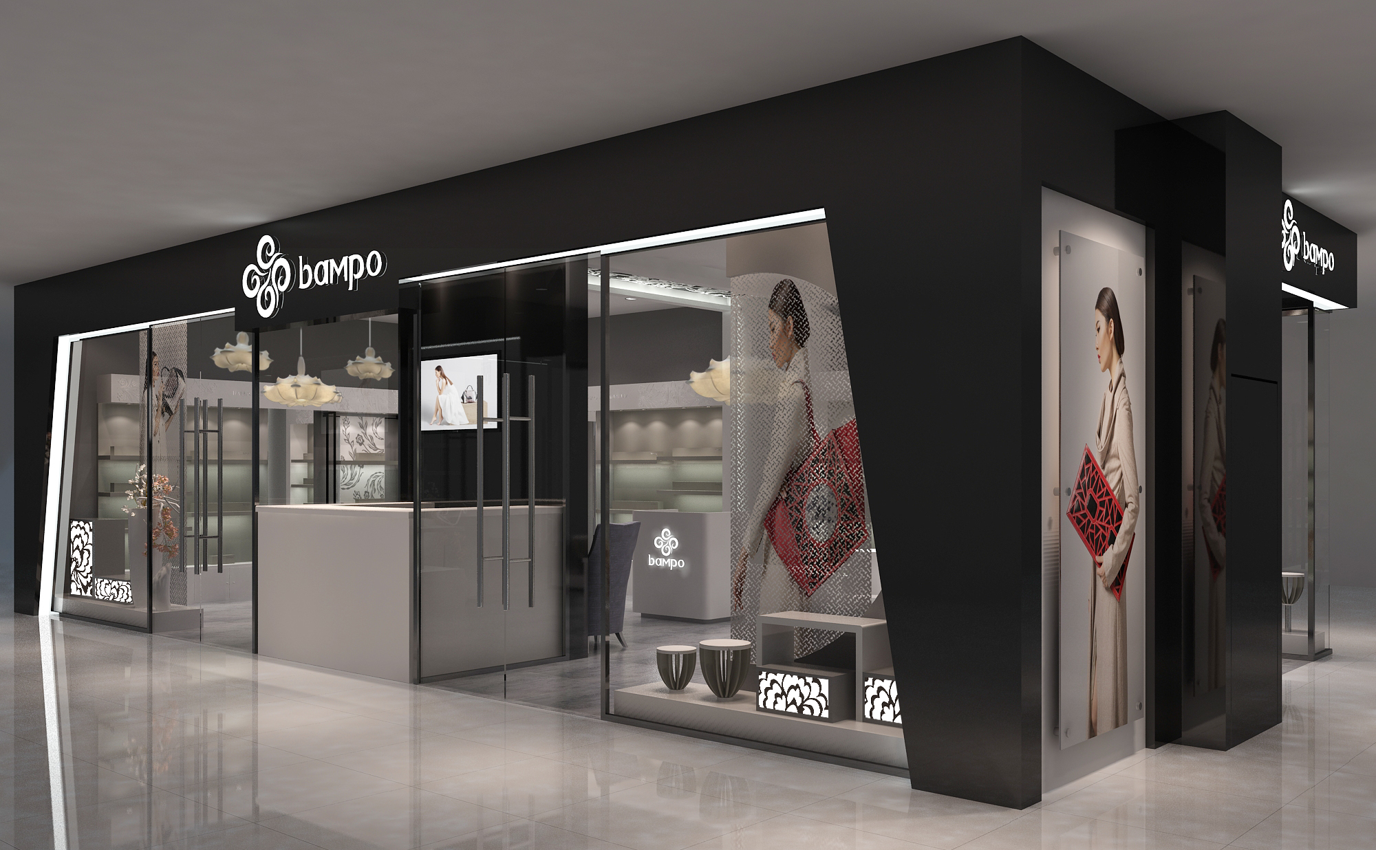 广州市蕊蝶皮具（bampo）展柜(图3)